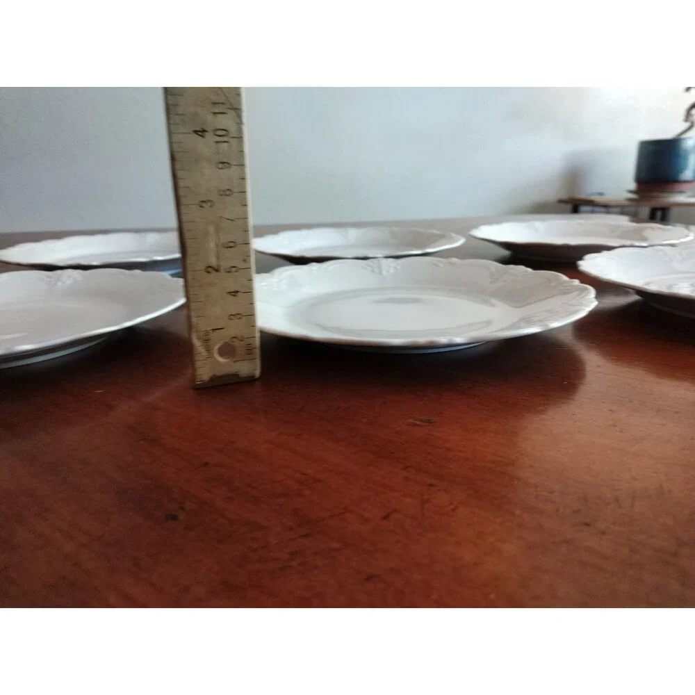 Set Lot 6x Tirschenreuth Baronesse Salad Dessert Plate 8.3” Wht Germany Bavaria